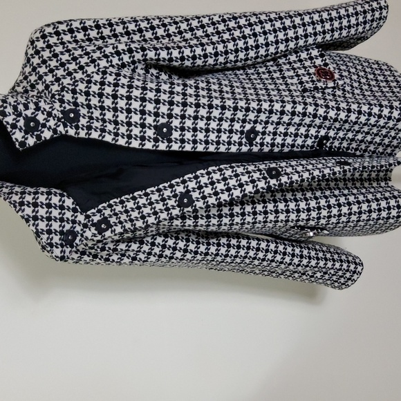 Tibi Black & White Houndstooth Print Wool Blend Coat missing Size tag. - Picture 5 of 9